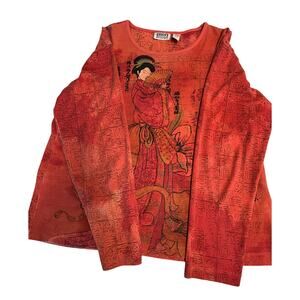 Copper Key Red Graphic Women's Top